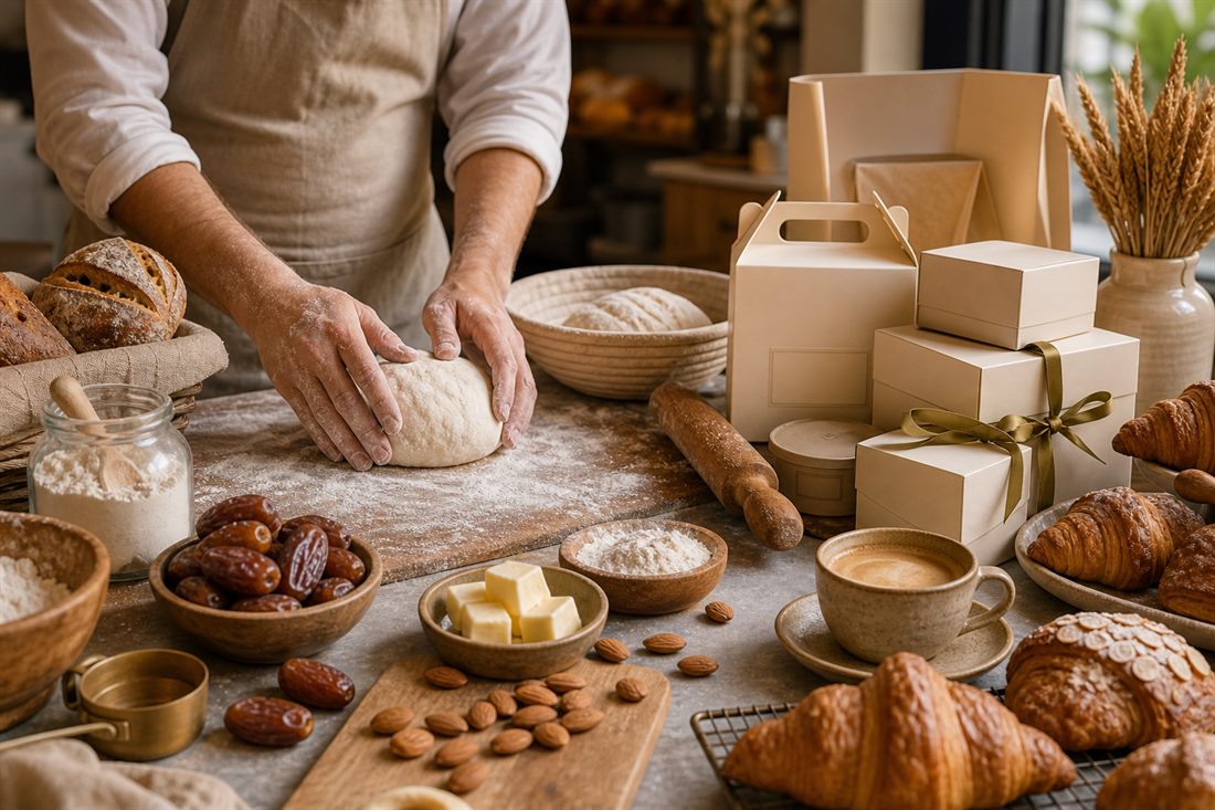 Gift box builder with fresh pastry packaging