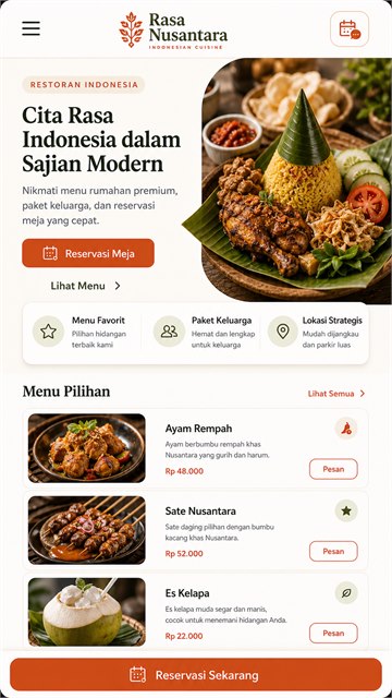 Rasa Nusantara restaurant template mobile preview